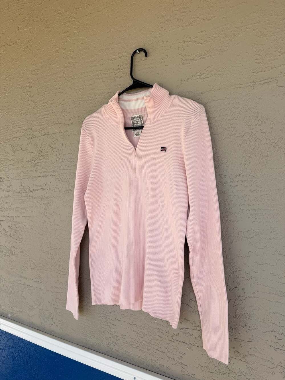 Vintage Ralph Lauren Polo Jeans Co. Quarter-Zip Ribbed Sweater Pink XL - Picture 2 of 5